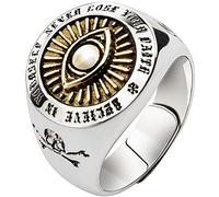 Bague oeil qui voit tout maçonnique franc maçon en argent sterling 925 gravée skull et crossbones pour homme femme taille réglable
