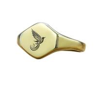 Bague oiseau hexagonale | Argent sterling 925 plaqué or | Bijou cadeau, chevalière style vintage, bijou hypoallergénique fait main | LK_PDR_01052_8