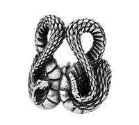 Bague Ouroboros - Bague Serpent Nordique Viking en Acier Inoxydable Pour Hommes Femmes - Punk Heavy Metal Vintage Gothique Double Tête Serpent Animal Bague Bijoux Cadeau Taille 8-13