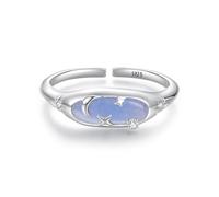 Bague ouverte ciel étoilé qui brille dans le noir en argent sterling 925 minimaliste élégant au quotidien