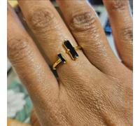 Bague Ouverte délicate en Or 18 carats et Obsidienne Noire pour Femme