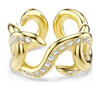 Bague ouverte Dextera, Taille ronde, Blanche, Placage de ton or 52