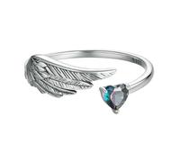 Bague Ouverte En Argent Sterling 925 Avec Ailes Et Cœurs Pour Femme, Bijou De Protection, Cadeau D'anniversaire
