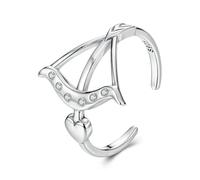 Bague Ouverte En Argent Sterling 925 Avec Cœur Et Flèche, Délicate Bague Empilable, Bijou Tendance, Cadeau Pour Femme
