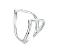 Bague Ouverte En Argent Sterling 925 Style Punk En Forme De V, Double Couche Réglable, Bijou Fin Et Simple Pour Femme