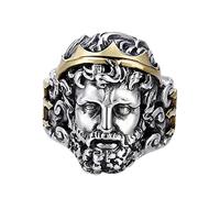 Bague ouverte en argent sterling de guerrier grec antique, bague en argent vintage pour homme réglable (convient aux tailles américaines 8 à 11)