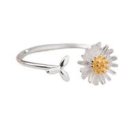 Bague ouverte en forme de fleur délicate pour femme - Bijoux tendance - Design réglable avec matériaux en laiton robuste - Accessoire élégant pour femme