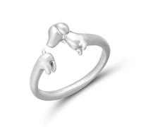 Bague ouverte en forme de teckel mignon - Taille réglable - Décoration polyvalente - Pour femme et fille, taille unique, Comme décrit, Comme décrit.