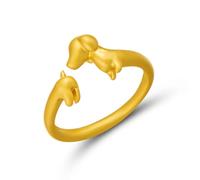 Bague ouverte en forme de teckel mignon - Taille réglable - Décoration polyvalente - Pour femme et fille, taille unique, Comme décrit, Comme décrit.