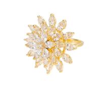 Bague ouverte Flocon de Neige en Zircon Rotatif « Lâcher prise et recommencer », Bijou Inspirant Ajustable pour Femme (1 PCS-A)