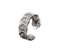 Bague Ouverte Florale Vintage, Anneau Ajouré Sculpté en Argent, Bijoux d'Affirmation Réglable pour Femmes