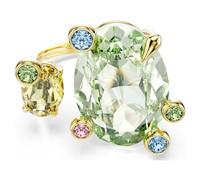 Swarovski Bague Gema, cristaux vert et jaune, effet bulle multicolore, plaqué ton or, taille 50