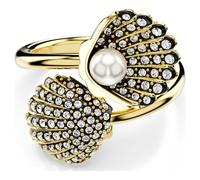 Swarovski Bague ouverte Idyllia, Perle de cristal, Coquillage, Blanche, Placage de ton or