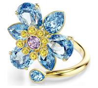 Bague ouverte Idyllia, Tailles variées, Fleur, Bleue, Doré à l’or 18 carats (750/1000) 50