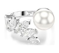 Bague ouverte Mesmera, Crystal pearl, Taille marquise, Blanche, Métal rhodié 60