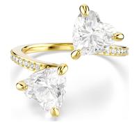 Bague ouverte Mesmera, Taille cœur, Pavé, Blanche, Placage de ton or 52