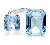 Swarovski Bague Millenia ouverte, taille octogonale, bleue, métal rhodié