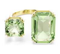Swarovski Bague Millenia ouverte, taille octogonale, verte, placage de ton or