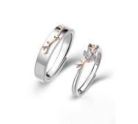 Bague Ouverte Pour Couple De Cerfs À La Mode, 2 Bagues De Promesse, Bague Ajustée Ouverte Pour Alliances, Bagues De Fiançailles, Bagues D'Amour Sans Fin Pour Lui Et Ses Ensembles, Blanc, Taille Un