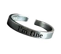 Bague ouverte réglable avec mots gravés pour homme et femme - Accessoire inspirant fait à la main en alliage - Pour tous les jours