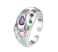 Bague ouverte réglable en zircone plaquée or couleur cuivre pour femme, bijou bohème minimaliste