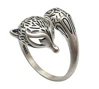 Bague ouverte renard rétro vintage en argent sterling 925 pour femmes filles taille réglable