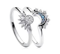 Bague ouverte Soleil et Lune Bague en argent Bague Lune et Soleil en argent scintillant Bague ouverte réglable Bague femme Bague couple