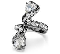 Bague ouverte The Vienna Collection, Plume, Blanche, Métal plaqué ruthénium 55