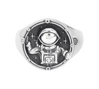 Bague ouverte vintage avec astronaute et univers astronaute, plaqué argent, bijou de déclaration du système solaire, design unique planète vaisseau spatial, bague de fiançailles pour homme et femme