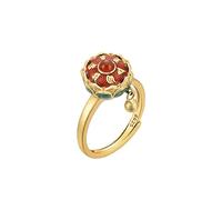 Bague ouverte vintage en argent sterling 925 plaqué or, ornée d'onyx et représentant le Sutra du Cœur Bouddhiste, pour femme ou fille.