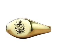 Bague ovale croix et ancre | Argent sterling 925 plaqué or | Bijou cadeau, chevalière style vintage, bijou hypoallergénique fait main | LK_PDR_01507_10