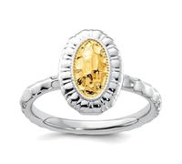 Bague ovale empilable en argent sterling 925 poli plaqué or 2,5 mm pour femme, US 10 | EU 62.5 | DE 20 | JP 20 | UK T 1/2, Or Métal Argent, Aucune pierre précieuse
