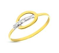Bague ovale en or jaune 9 carats avec zircone cubique et une largeur maximale de tête de 6,5 mm. 51