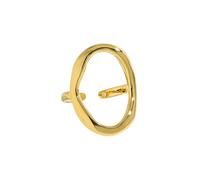 Bague ovale minimaliste plaquée or pour femme - Cercle creux ouvert - Bague réglable géométrique simple - Cadeau pour mariage et vacances, Métal, Aucune pierre précieuse