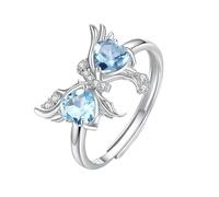 Bague Papillon En Argent Sterling 925 Pour Femmes Et Filles, Bague En Oxyde De Zirconium Aaa Avec Pierre Précieuse Naturelle, Bijou Réglable, Livrée Avec Un Coffret Cadeau En Topaze