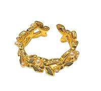 Bague papillon en émail plaqué or réglable avec accents de perles, bijou vintage délicat pour la vie quotidienne pour déclaration d'amour, promesse d'amour, costume de cocktail, fête, cadeau