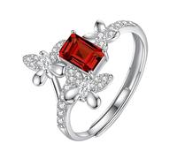 Bague Papillon Éternité En Oxyde De Zirconium, Bague De Mariage En Argent Sterling 925 Pour Femme, Pierre Précieuse Naturelle Taille Émeraude, Alliance De Promesse Pour Elle Avec Boîte En Rubis