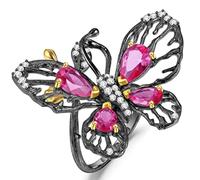 Bague papillon pour femme, en argent sterling 925, ornée d'un grenat et d'une améthyste.