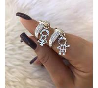 Bague Pendentif Bicolore créative en Alliage pour Homme et Femme, Bijou idéal pour Un Couple Amoureux, idéal pour Un garçon ou Un Homme, modèle 12