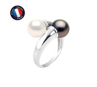 Bague - PERLINEA - Toi & Moi - Perles de Culture Tahiti 7-8 mm - Argent 925 - Femme 58