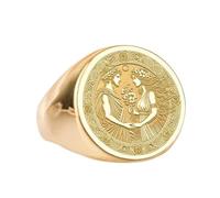 Bague Perséphone et Hadès en argent sterling 925 | Bague plaquée or | Chevalière ronde 15 x 15 mm | Taille de l'anneau : 5-12,5 US | Avelaibal | LKDR_0697