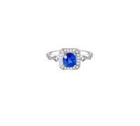 Bague Personnalisable Bague D Oreilleargent Or Blanc 14 Carats Au585 Carré et Rond avec Saphir Synthétique et Moissanite de 1,21 CT Taille Solide Non Plaqué Mise à Niveau 3.0 pour Sœur Noël Bijoux