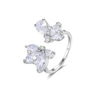 Bague Personnalisable Femme Bague Femme Or Blanc Argent 14 Carats Moissanite Ouvert avec Une Pierre Précieuse Papillon Taille Sœur pour Mère Saint-Valentin Bijoux