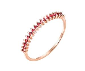 Bague Personnalisable Femme Bague Ruby Or Rose 9 Carats Rubis Rond Simple à Deux Griffes, Rangée Fine, 0,22 CT Taille Solide Non Plaqué Élégant pour Mesdames Mariage Bijoux