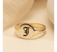 Bague personnalisée avec initiale en vieux français, bague de sceau gothique, bague gothique en vieux français personnalisée, bague gothique avec initiale en argent. Cadeaux de Noël, cadeaux de la Sai