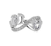Bague personnalisée for maman en argent sterling 925, bague empreinte de bébé, bague commémorative for maman d'un ange, bague pieds de bébé, bijoux for maman et mère, cadeaux for femmes(Red,Size6)