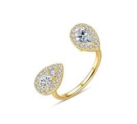 Bague Personnalisée Moissanite Bague de Fiançailles Or 9 Carats Ouvert avec Une Pierre Précieuse en Forme de Larme Taille Mesdames pour Épouse Nouvel An Bijoux