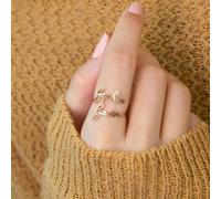 Bague personnalisée multi-noms, bague plaque avec nom réglable en acier inoxydable convenant aux femmes, couples, famille, pendentif plaqué or 18 carats, accessoires de mariage , cadeau d'anniversaire