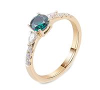 Bague Personnalisée Prénom Bague Or 18 Carats Jaune Émeraude Créée avec Émeraude Synthétique de Forme Ronde 2 Carats Taille Mère pour Tante Remise Des Diplômes Bijoux