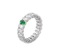 Bague Personnalisée Prénom Bijoux Bague Emeraude Vert Argenté Or Blanc 9 Carats Ovale avec Émeraude et Moissanite Taille Tante pour Mesdames Fiançailles Bijoux
